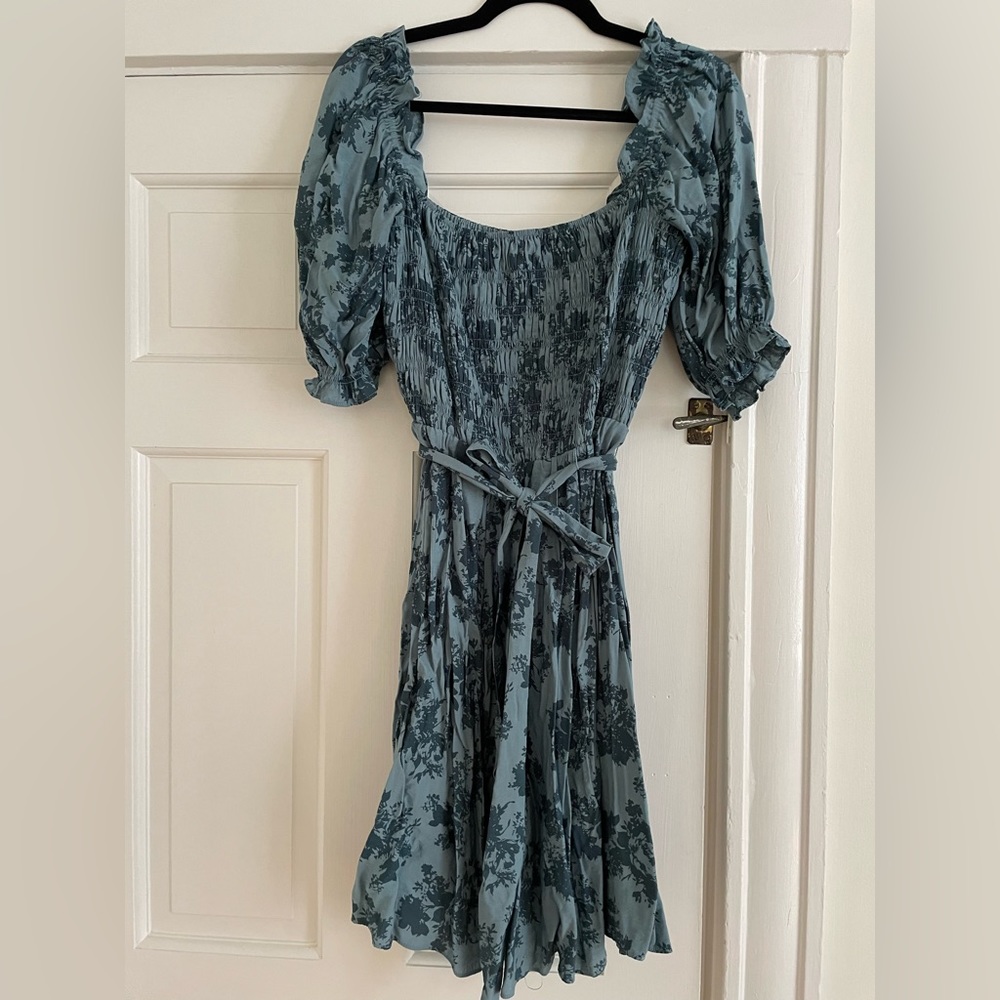 Gal Meets Glam Blue Smocked Dress